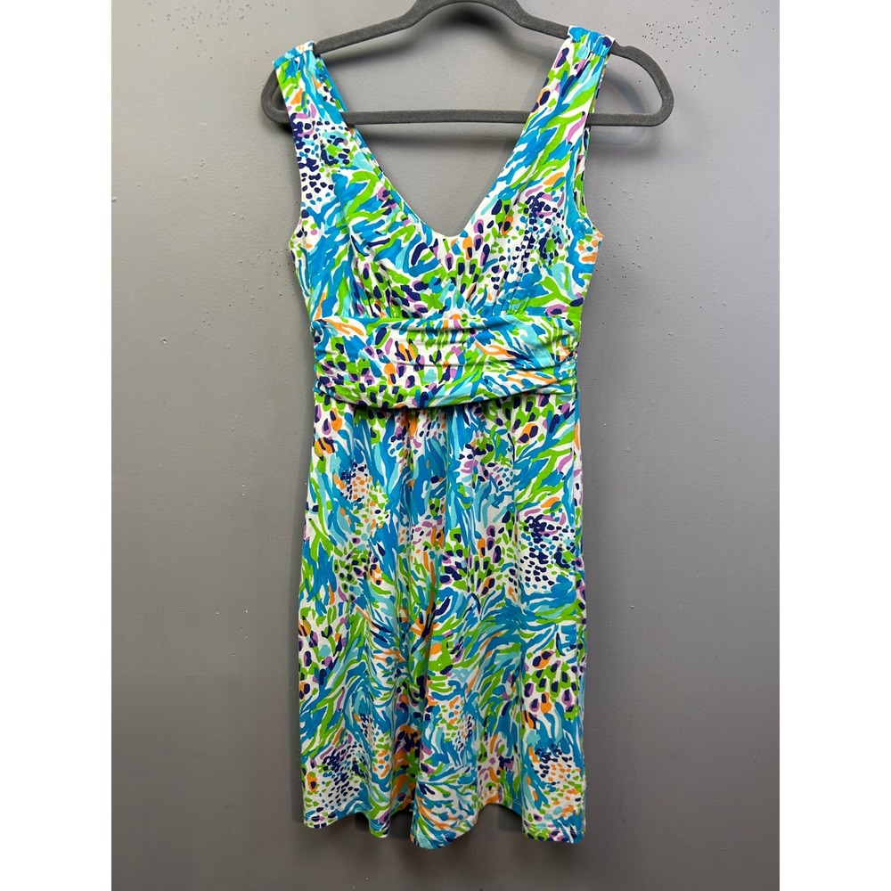 Lilly Pulitzer Dress Womens Small Shianne Sea Soiree Floral V-Neck Suncore